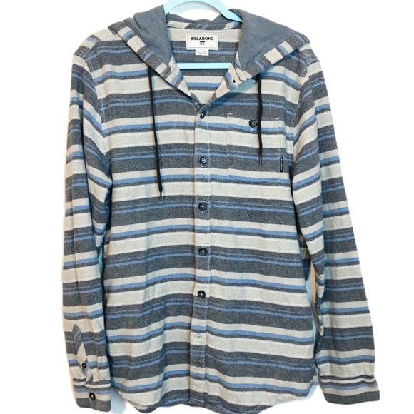 Billabong Other - Billabong Striped Flannel Jacket Hoodie Button Up